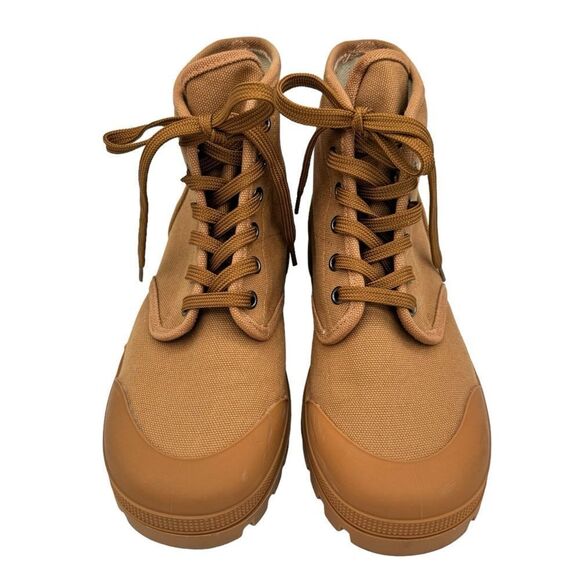 Celine Patapan Triomphe Tan Canvas Lace Up Short Boots Size 40 - Picture 4 of 14